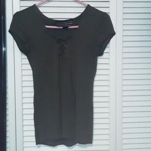 Cute olive lace up t-shirt!